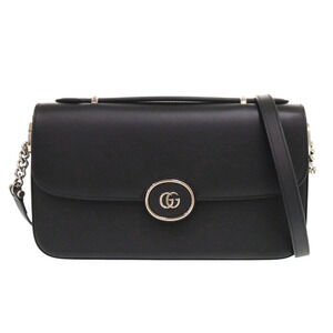Gucci Double GG Leather Black Shoulder Bag